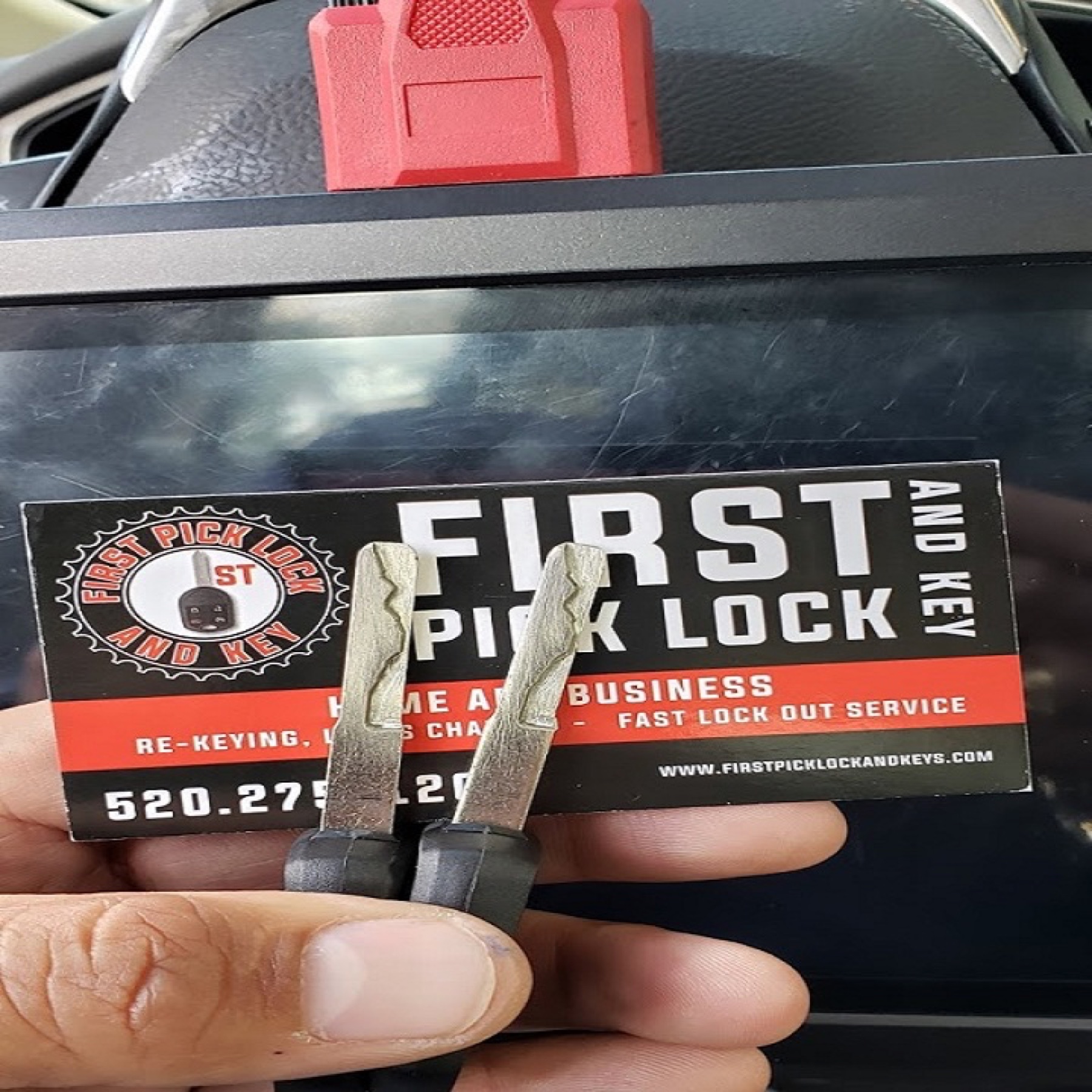 First Pick Lock and Key business cards for mobile service